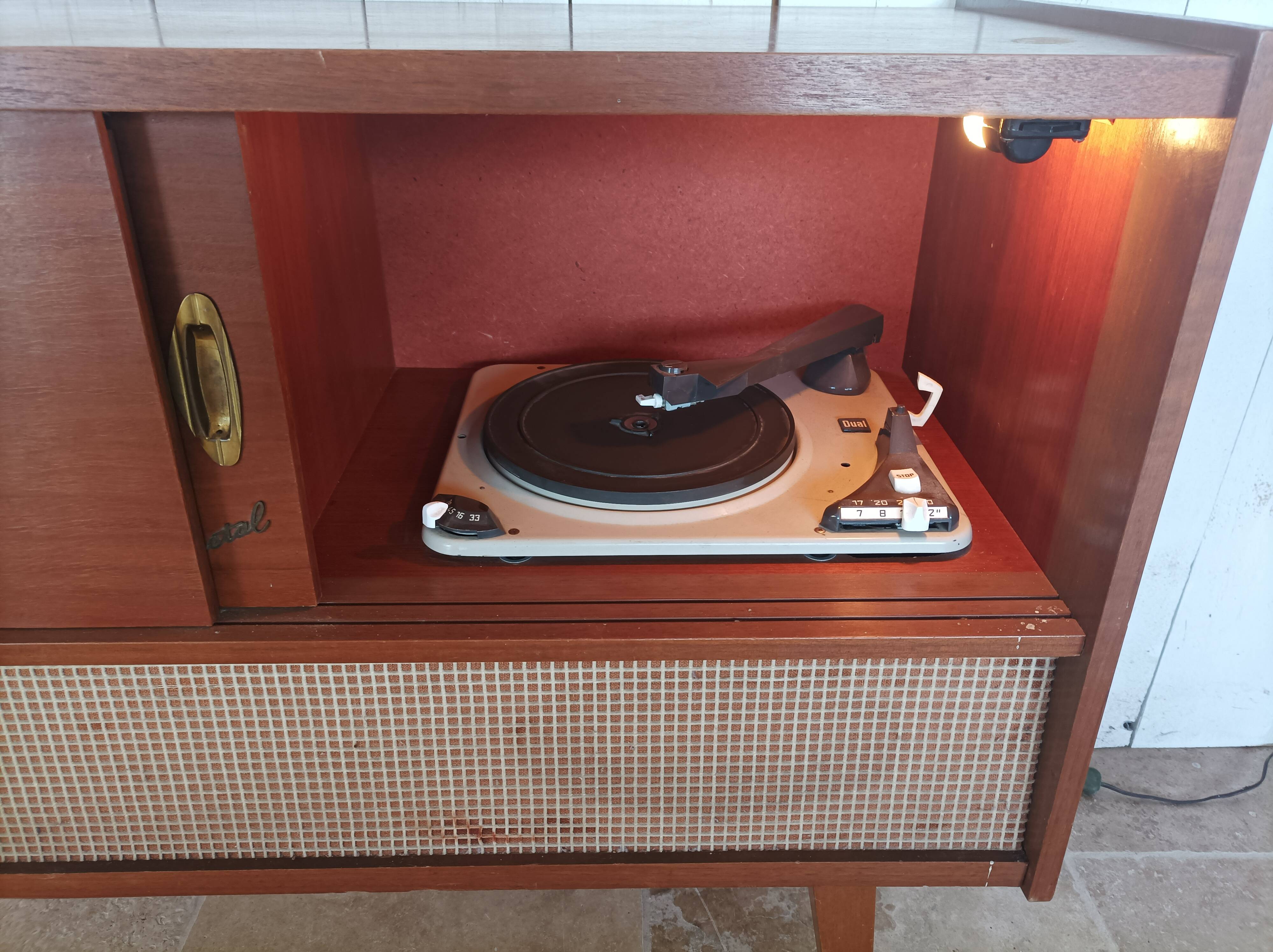 Vintage radio and record cabinet