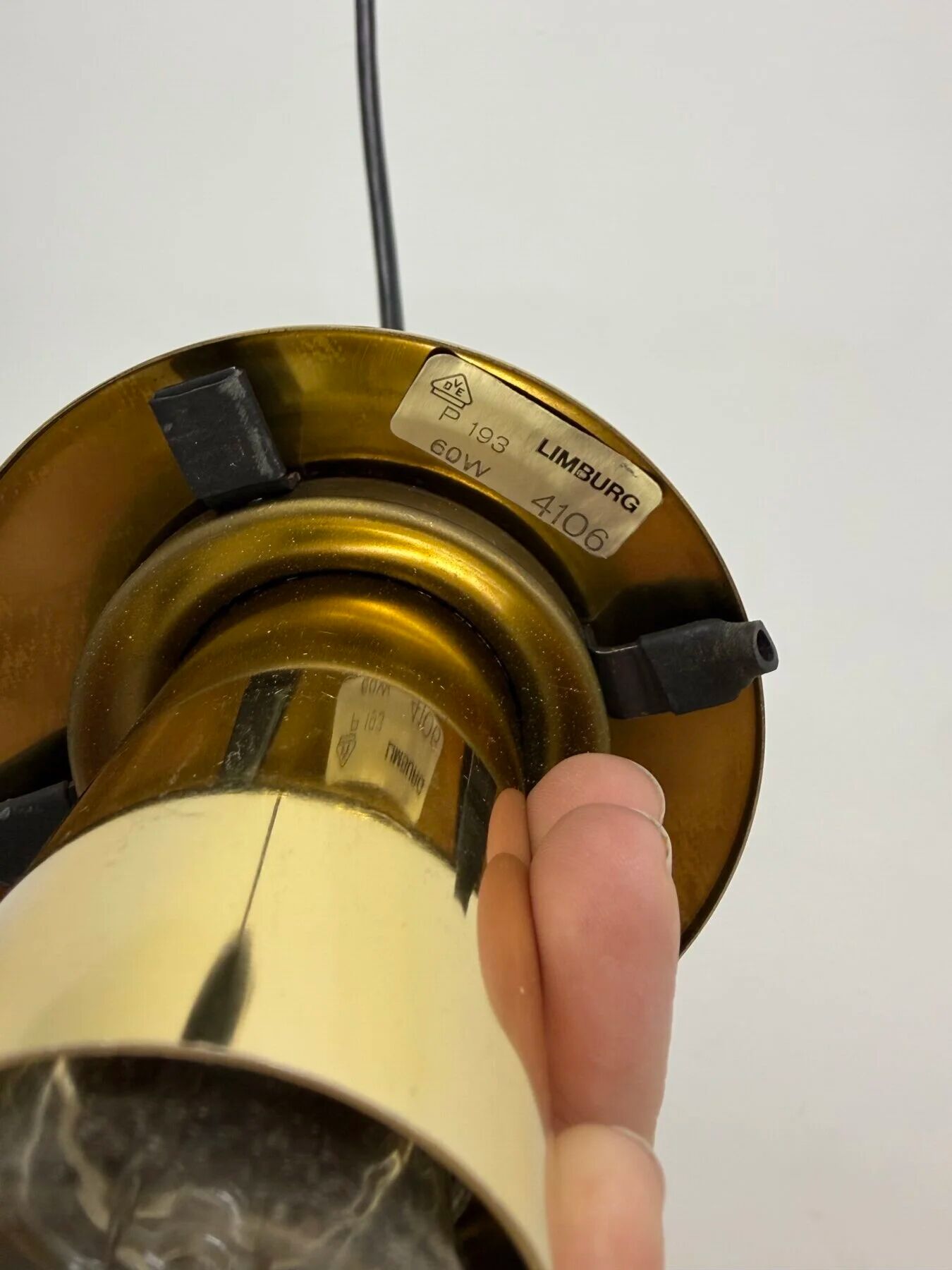 Suspension en verre fumé en laiton Limburg Glashütte, années 1970