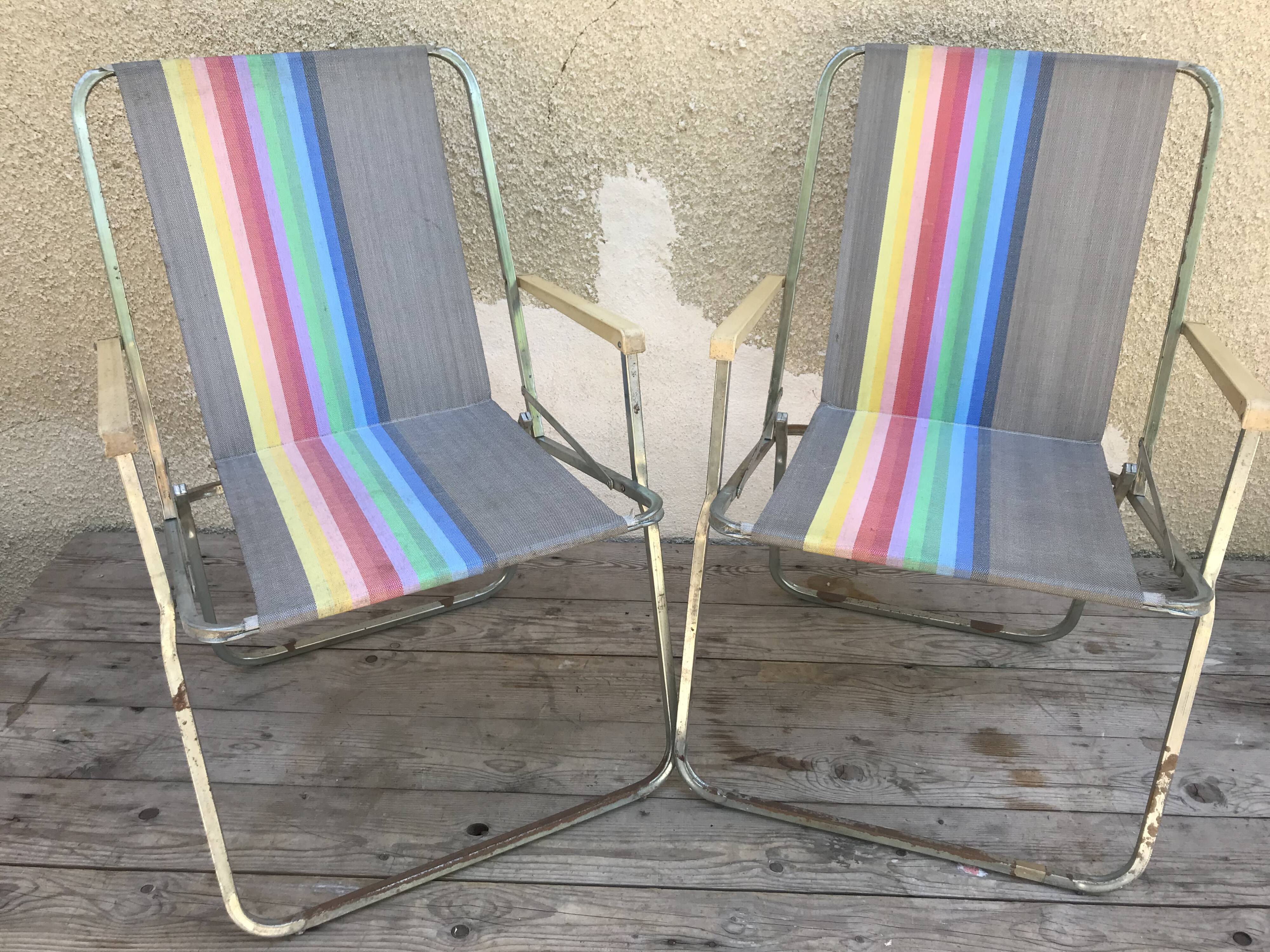 Pair of Lerolin armchairs 70s Rainbow