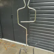 Chrome tubular valet stand in a human silhouette shape, 1980s