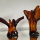 Duo de vases vintage en pâte de verre ambré