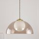 Space-age italian brass, opaline and plexiglass pendant lamp
