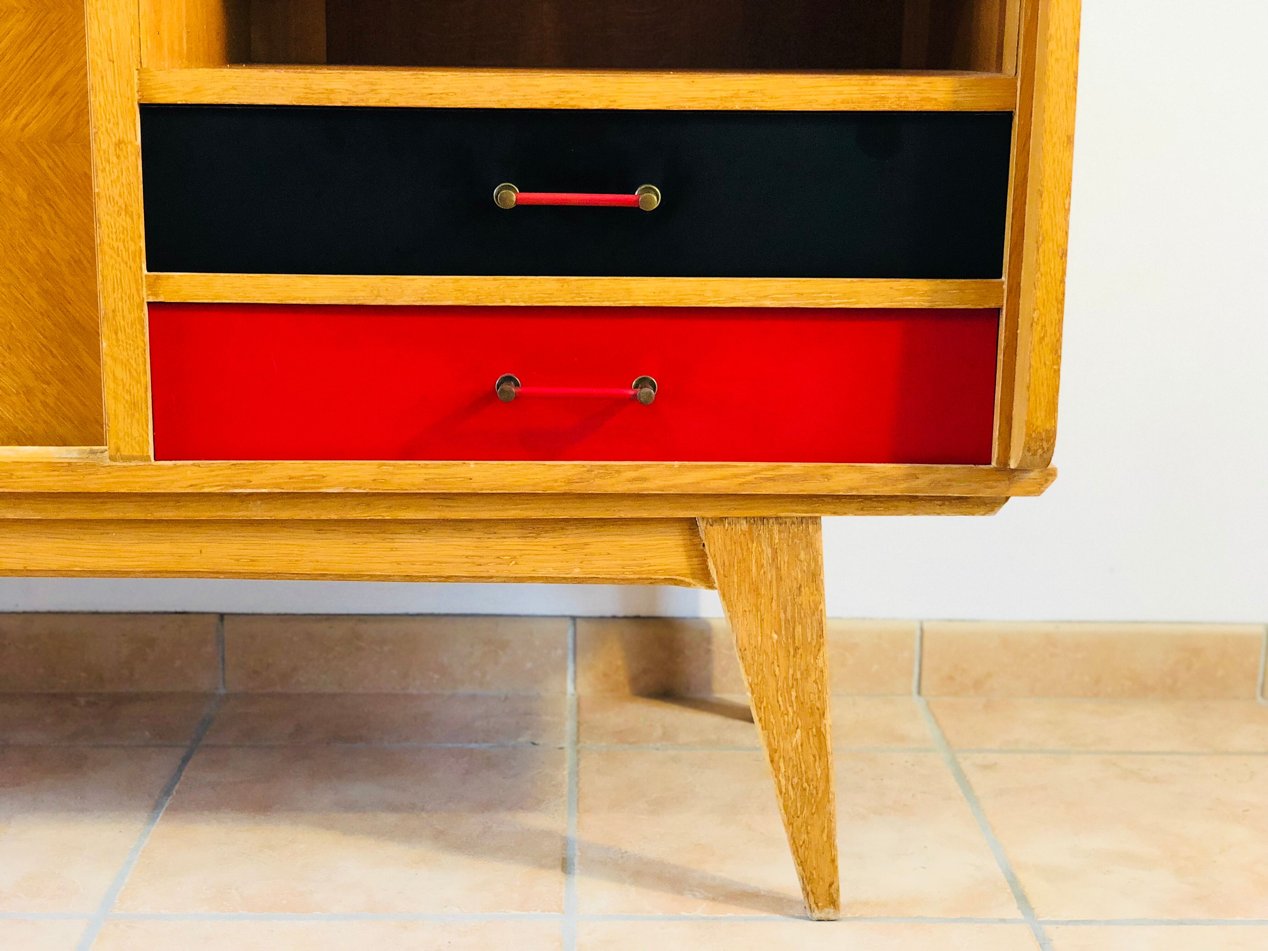 Sideboard oak feet compass 1960