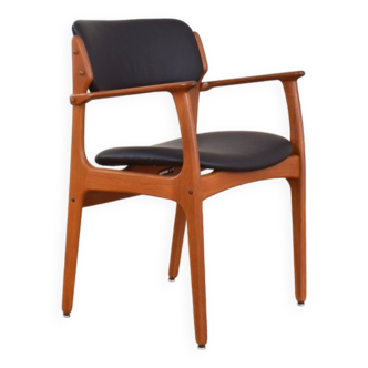 Fauteuil danois vintage en teck et cuir modèle 49 par Erik Buch pour OD Møbler, années 1960.