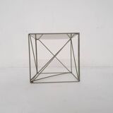 Rare metal and glass side table by Max Sauze, Isocele, France 1960's