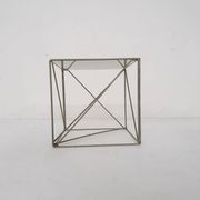 Rare metal and glass side table by Max Sauze, Isocele, France 1960's