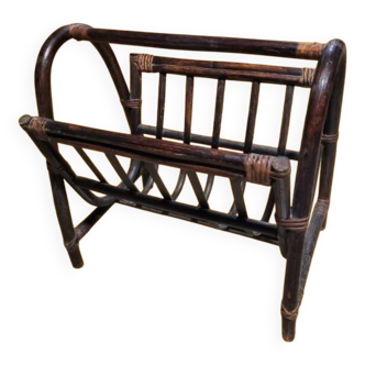 Magazine rack; newspaper rack dark bamboo; rattan