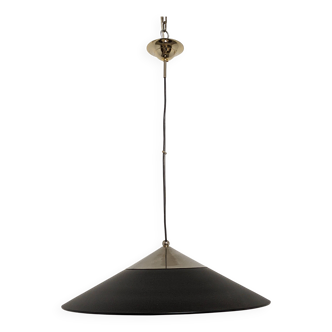 Suspension italienne XXL en marmorite noire, années 60-70