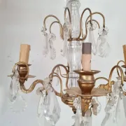 Antique Glass & Gilded Metal Chandelier 1900