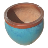Cache pot in turquoise glazed earth, Jasper