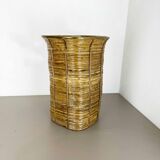 Aubock style rattan and brass bauhaus waste bin France 1960s