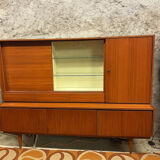 Vintage Scandinavian teak sideboard with compass feet from the 70s