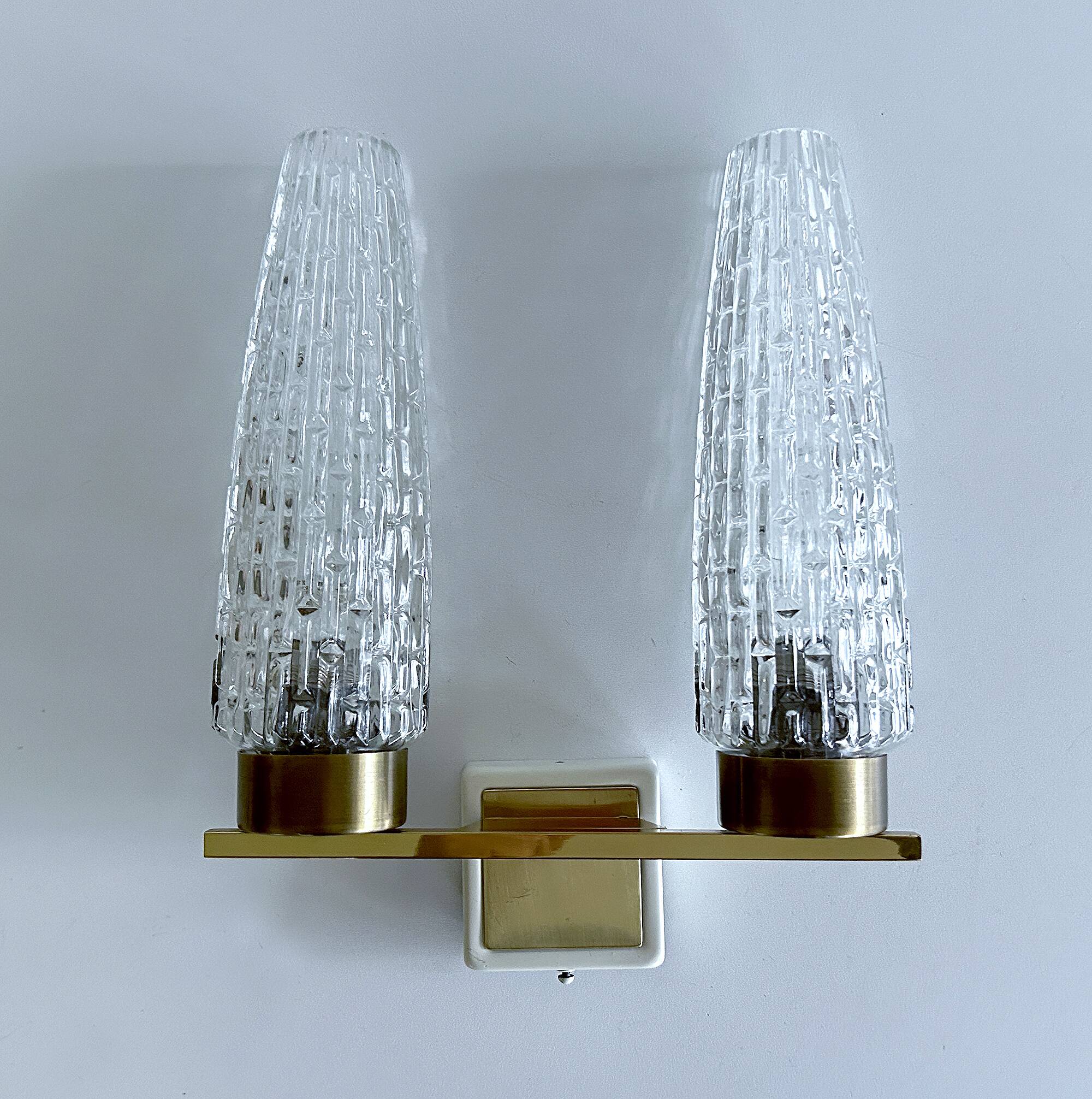 Vintage Glass & Brass Wall Light