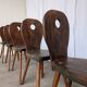 Set of 6 Vintage Brutalist Wooden Chair / Rustic Farmhouse Dining Chair