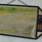 Bevelled mirror in wrought iron 92x48cm