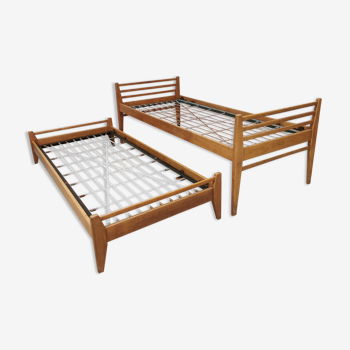 Pair of vintage beds Marcel Gascoin 1950