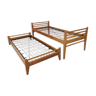 Pair of vintage beds Marcel Gascoin 1950