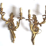 Duo of gilded bronze wall lamps