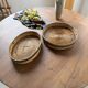Round rattan and brass trays 1970 by Gabriella Crespi