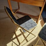 Set of 2 folding chairs in velvet and gold metal