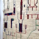 Beni Ouarain Berber carpet with blue, red and green coloured patterns 3.02x2.05m