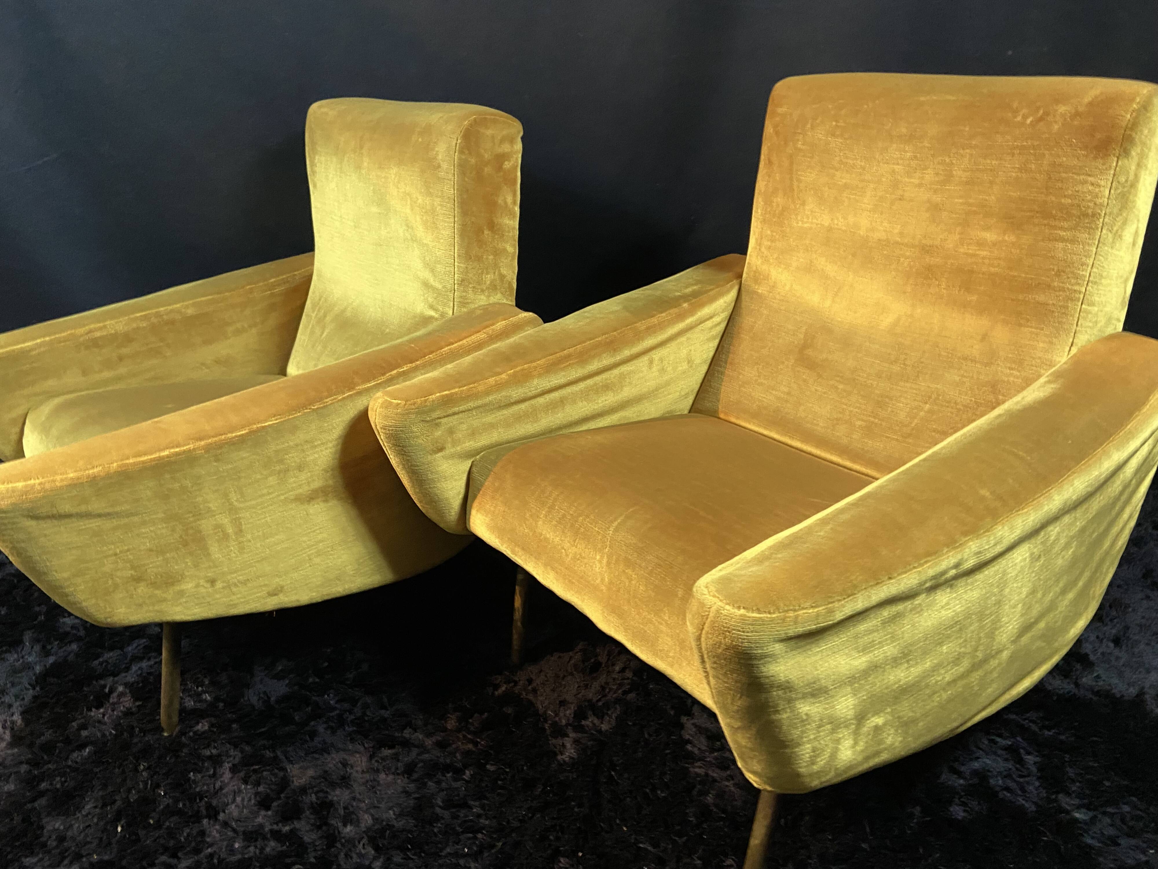 Pair of designer armchairs 1955-60 Louis Paolozzi for Brandt Zol Steiner