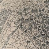 Lithograph map of Paris districts - 1920
