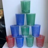 Set of 8 colored water glasses 70s