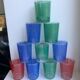 Set of 8 colored water glasses 70s