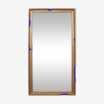 Miroir ancien doré à la feuille et bleu roi vif