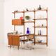 Poul Cadovius rare 3 bay wall unit with a large desk or table for Cado
