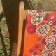 Vintage beach or garden chair made of wood and floral fabric, 1970s.