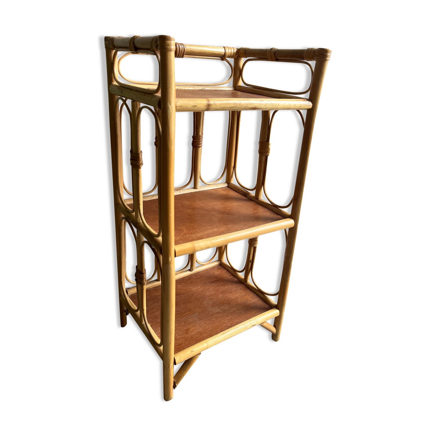 Vintage rattan bedside shelf