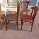 Set of 10 mismatched wooden bistro chairs - vintage