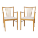 Pair of 1950s Vintage Armchairs, Restored Beech Wood & Light Gray 1950s