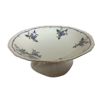 Ancien plat pied douche liseré argenté fleurs myosotis