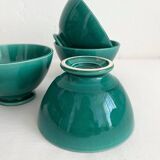 4 antique vintage green ceramic bowls