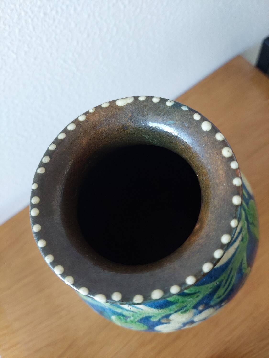 Vase signed Primavera in blue glazed ceramic 1920 1930