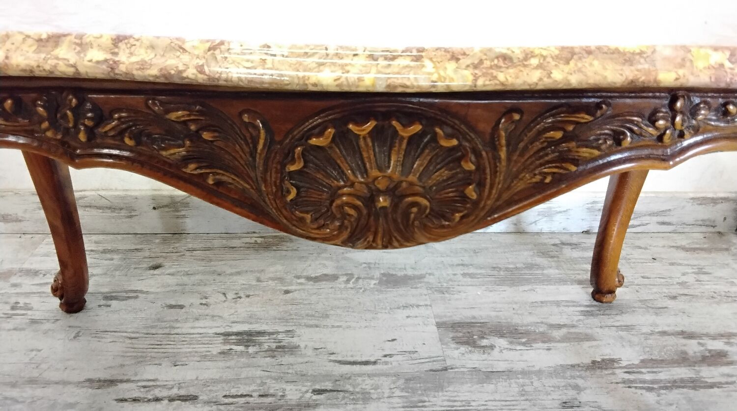 Wood and marble coffee table in Louis XV style