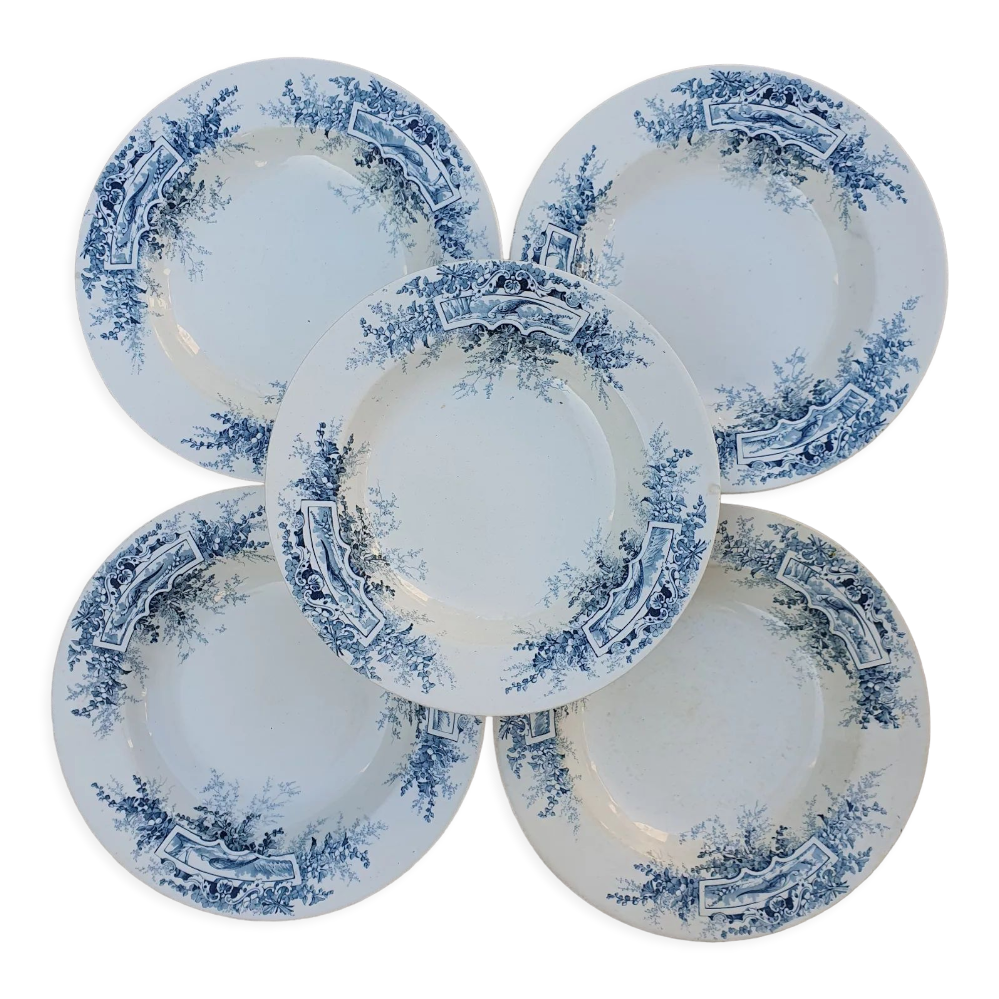 Assiettes creuses Faisans Luneville