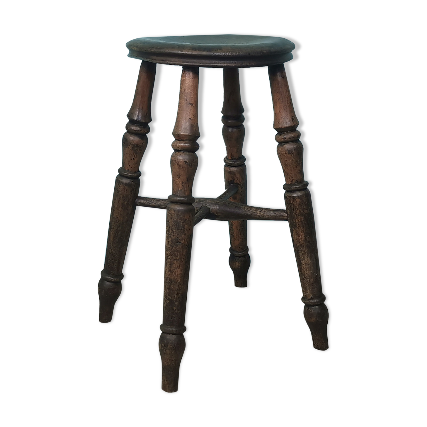 Turned wooden stool