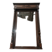 Miroir en chêne à colonnes torsadées