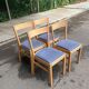 4 Scandinavian chairs in solid wood and blue fabric
