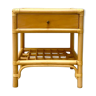 Table de chevet en bois et bambou années 70