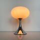 Vintage Mushroom Table Lamp, Chrome & White glass, Donut