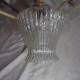 Chandelier in golden metal and vintage red pvc