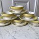 Set of 6 cups and textured yellow sub-cups digoin sarreguemines 50s