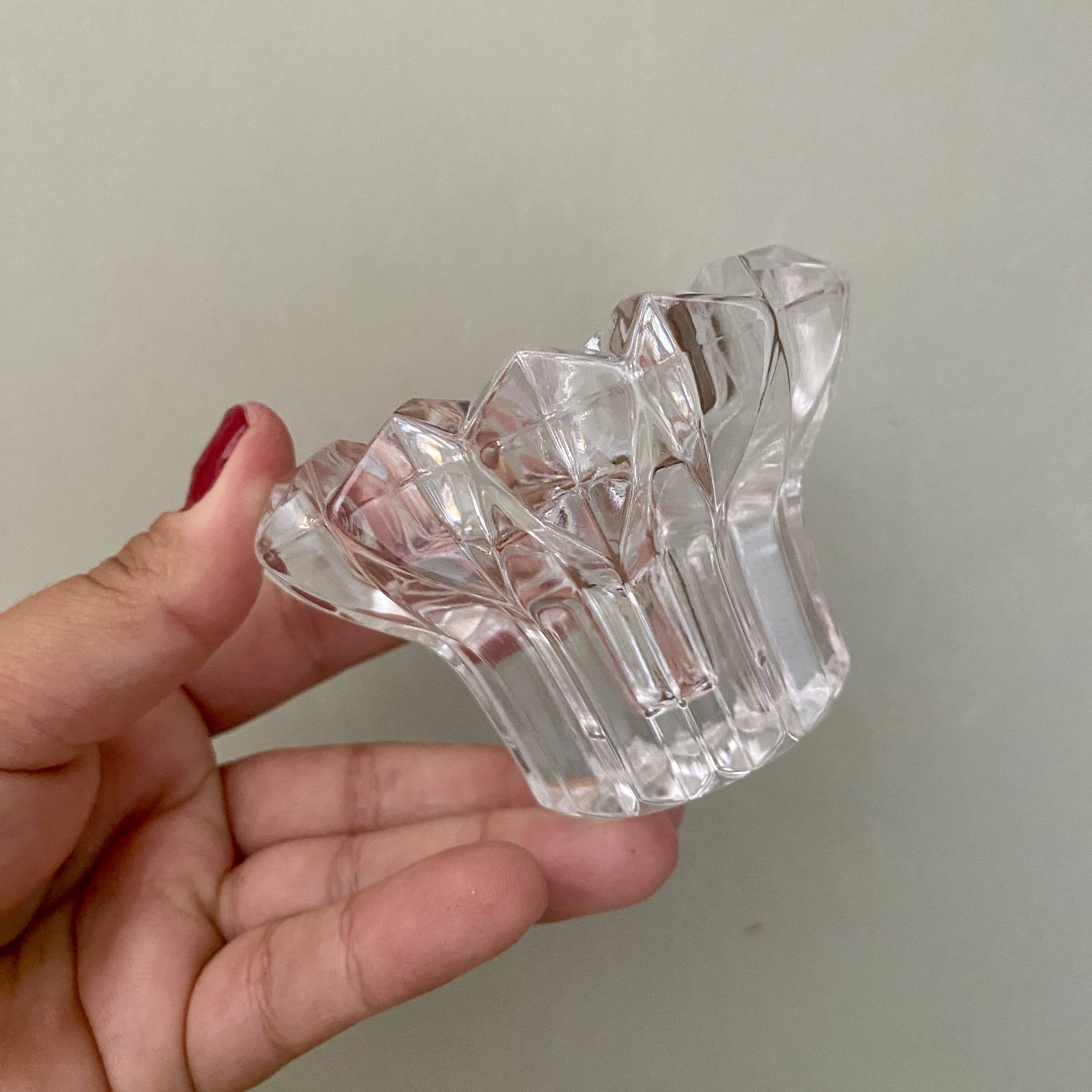 Set of 2 vintage molded glass candle holders