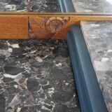 Buffet enfilade miroir art deco a motifs floral dessus marbre
