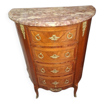 Half-moon commode in marquetry